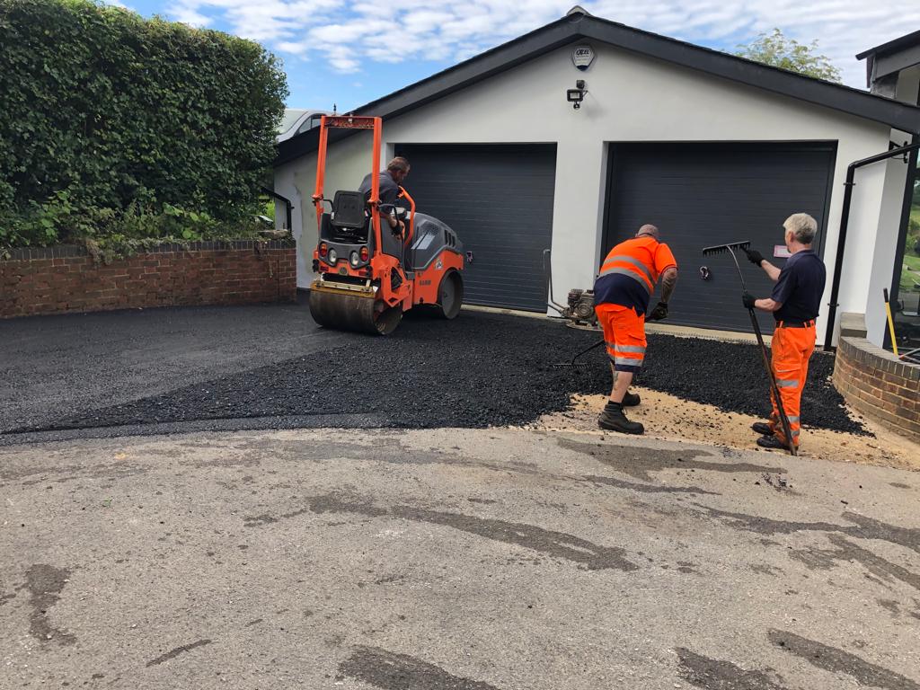 This is a photo of a bitumen driveway which is in the process of being installed by Wattle Glen Road Tech